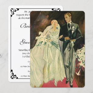 Art Deco Bride en Groom Passen getrouwd Wedding Kaart