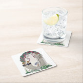 Art Deco  Bride Vierkante Kartonnen Onderzetter (Insitu)