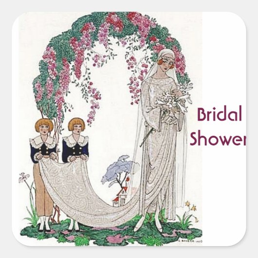Art Deco Bride Vierkante Sticker (Voorkant)