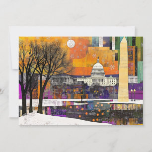 Art Deco Briefkaart, Washington DC Retro Oudheid Kaart