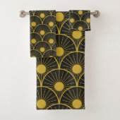 Art déco brillant noir et or soleil motif (En situation)