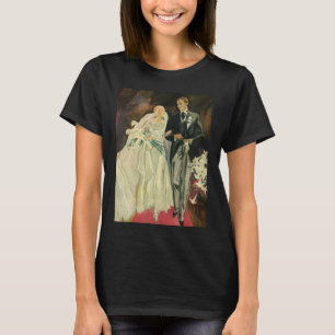 Art Deco Bruid en Bruidegom Jonggehuwden Trouwen V T-shirt