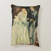 Art Deco bruid en bruidegom pasgetrouwd op een vin Accent Kussen (Achterkant (Verticaal))