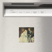 Art Deco bruid en bruidegom pasgetrouwd op vintage Magneet (Insitu (Vaatwasser))