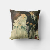 Art Deco bruid en bruidegom pasgetrouwden bruiloft Kussen (Voorkant)