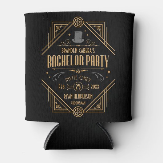 Art Deco Bruidegom Feest Speakeasy Favor Blikjeskoeler (Voorkant)