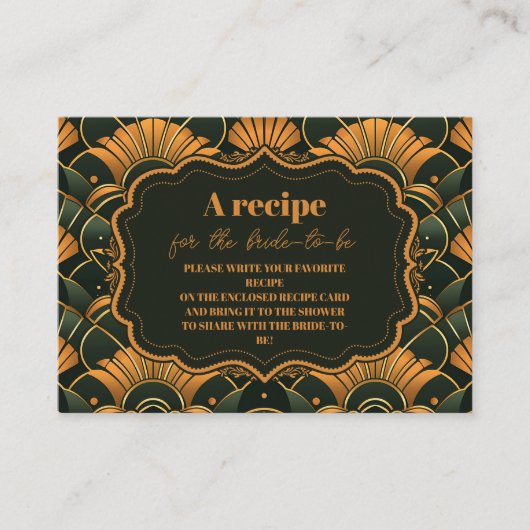 Art Deco Bruids Diamant Goud en Groen Informatiekaartje (Voorkant)