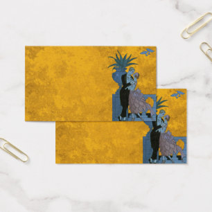 Art Deco Bruidspaar, Verliefde Dansende Echtgenote Visitekaartjes