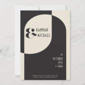  Art Deco Bruiloft Black Bone Invitation Kaart (Voorkant)