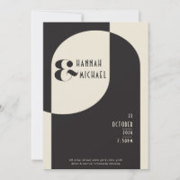 Art Deco Bruiloft Bone Zwart QR Code