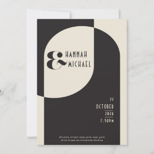  Art Deco Bruiloft Bone Zwart QR Code Kaart