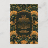 Art Deco bruiloft diamant goud en groen Informatiekaartje (Voorkant)
