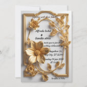 Art Deco Bruiloft Diamant wit en Gouden Folie Kaart (Voorkant)