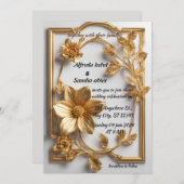 Art Deco Bruiloft Diamant wit en Gouden Folie Kaart (Voorkant / Achterkant)