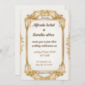 Art Deco Bruiloft Diamant wit en Gouden Folie Kaart (Voorkant / Achterkant)