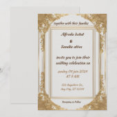 Art Deco Bruiloft Diamant wit en Gouden Folie Kaart (Voorkant / Achterkant)