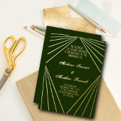 Art Deco Bruiloft Emerald Groen Goud Folie Uitnodiging