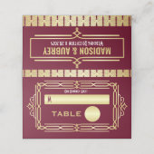 Art Deco Bruiloft Goud Bourgogne Instelling Escort (Buitenkant ongevouwen)