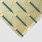 Art Deco Bruiloft Goud Groen Palmetto Patroon Tissuepapier (Detail)