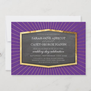 ART DECO BRUILOFT goud sunburst grijs rijk paarse Kaart