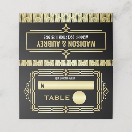 Art Deco Bruiloft Goud Zwart Elegant Instelling Es (Buitenkant ongevouwen)