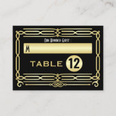Art Deco Bruiloft Goud Zwart Elegant Instelling Es Plaatskaartje (Voorkant)