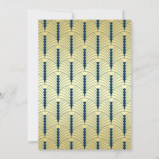 Art Deco Bruiloft Grote Gatsby Elegant Goud Blauw Kaart (Achterkant)