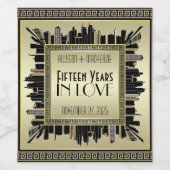 Art Deco Bruiloft Jubileum Mousserende Wijn Goud G Wijn Etiket (Enkel label)