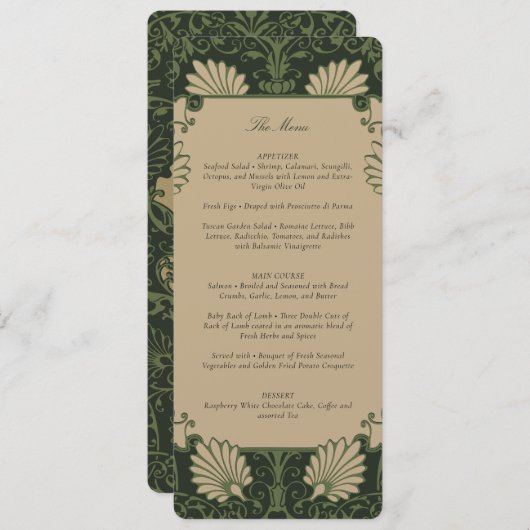 Art Deco Bruiloft Menu Kaart (Voorkant / Achterkant)