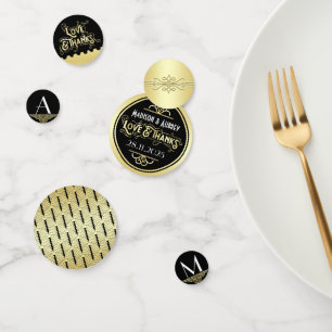 Art Deco Bruiloft Receptie Diner Party Goud Zwart Confetti