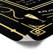 Art Deco Bruiloftsfeest Bar Wijn Bier Likeur Menu Poster (Hoek)