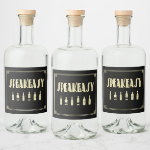 Art deco bruisende jaren 20's speakeasy-drankverbo likeurfles etiket