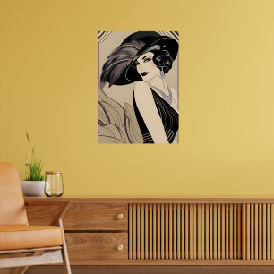 Art deco brullen 20s Meisje Muur Poster
