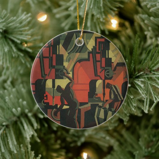  Art Deco Business Industrial Manufacturing Keramisch Ornament (Boom)
