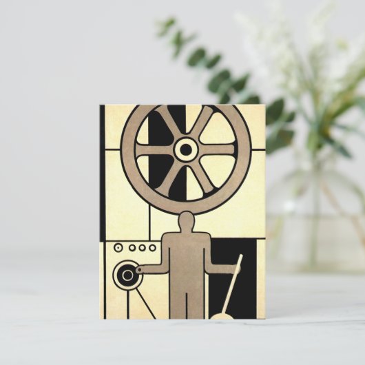 Art Deco Business Wheel and Machine Worker (Staand voorkant)