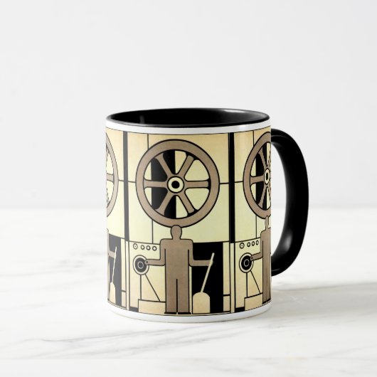 Art Deco Business Wheel and Machine Worker Mok (Voorkant rechts)