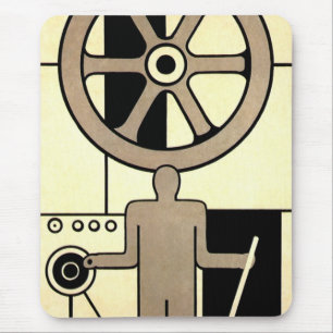  Art Deco Business Wheel and Machine Worker Muismat