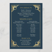 Art Déco Butterfly Blue Gold Wedding Programme (Dos)