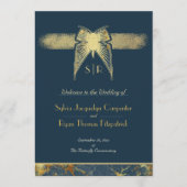 Art Déco Butterfly Blue Gold Wedding Programme (Devant)