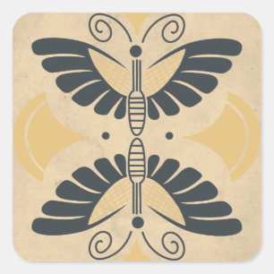  Art Deco Butterfly Motif Vierkante Sticker