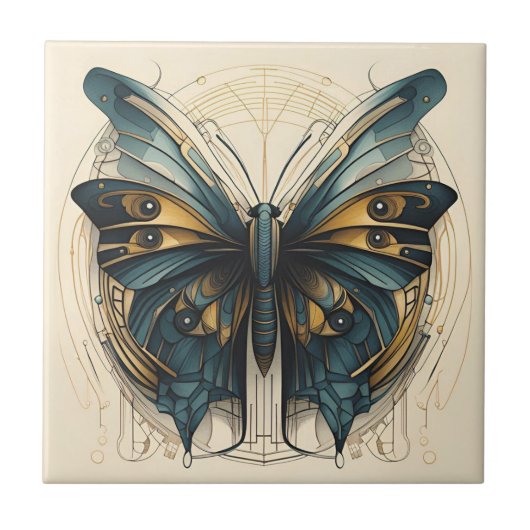 Art Deco Butterfly Tegeltje (Voorkant)