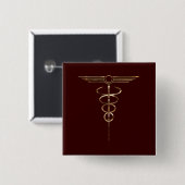 Art Deco Caduceus Vierkante Button 5,1 Cm (Voorkant /achterkant)