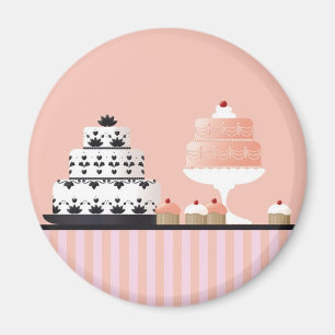 Art Deco Cakes op een gestreepte tafelkleed Magneet