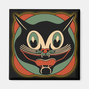 art. Deco Cat Halloween Magnet Magneet