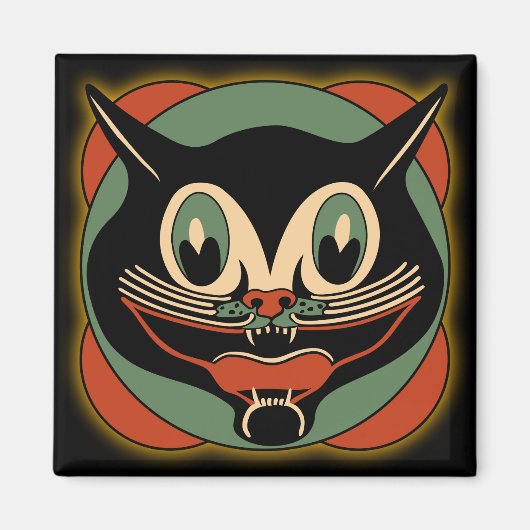 Art Deco Cat Halloween Magnet Magneet (Voorkant)