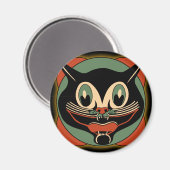  Art Deco Cat Halloween Magnet Magneet (Voorkant / Achterkant)