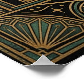 Art Deco Celestial Moon Ziggurat Poster | Gold Tea (Coin)