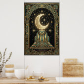 Art Deco Celestial Moon Ziggurat Poster | Gold Tea (Cuisine)