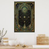 Art Deco Celestial Star Map Poster | Gold Teal (Cuisine)