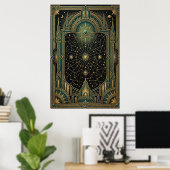 Art Deco Celestial Star Map Poster | Gold Teal (Bureau à domicile)